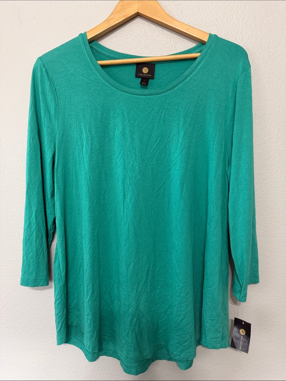 Collection B Teal Scoop Neck Long Sleeve Women's Top Large Oversized‎ New